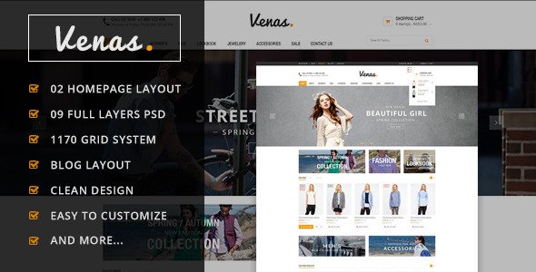 Venas - Ecommerce PSD Template
 TFx PSDTemplates