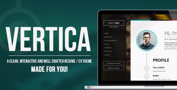 Vertica - Retina Ready Resume / CV & Portfolio
 TFx