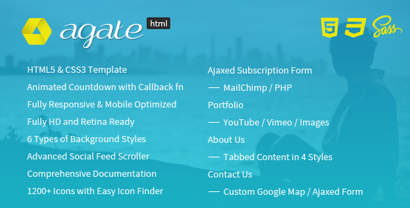 Agate HTML - Multi Section Coming Soon Countdown
 TFx