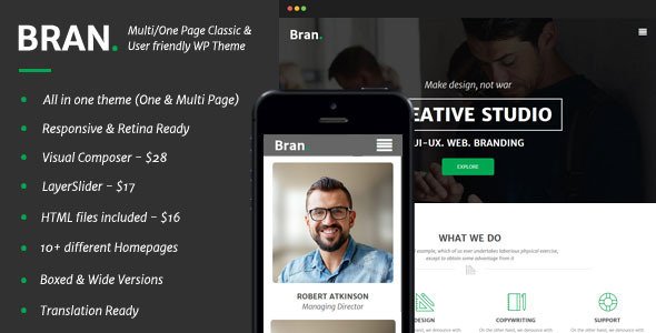 Bran - Multi/One-Page Business WordPress Theme
 TFx