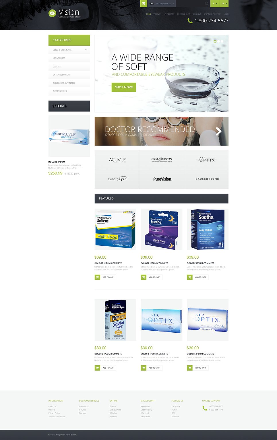 Contact Lens Store OpenCart Template TMT