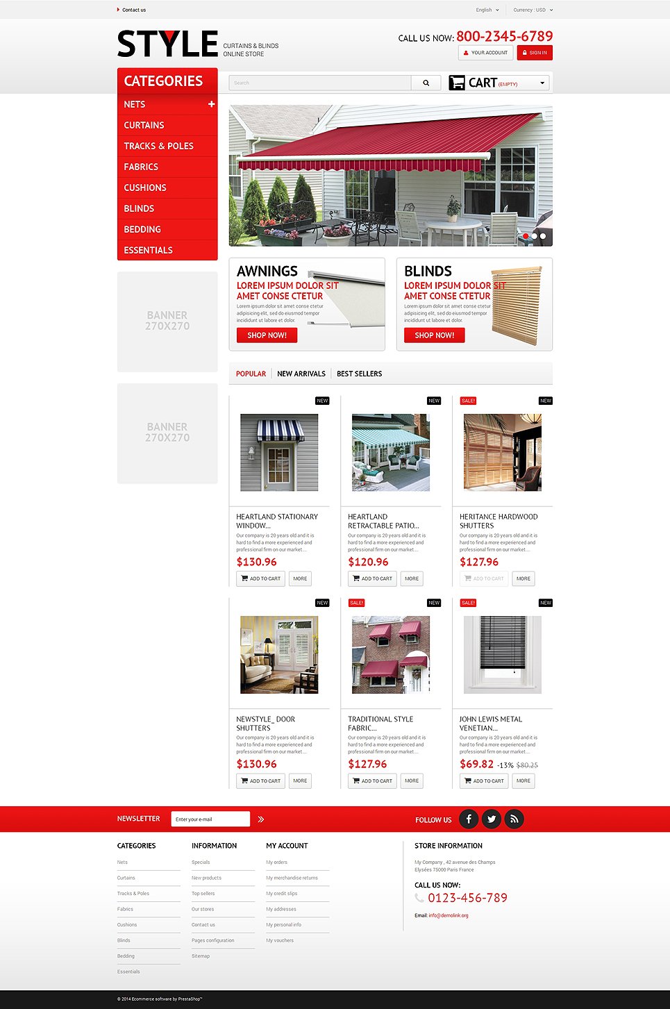 Interior Blinds and Curtains PrestaShop Theme TMT
