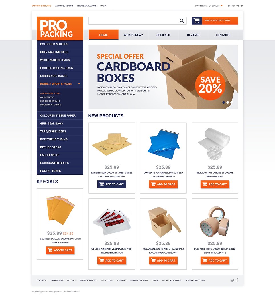 Packing Stuff Shop OsCommerce Template TMT