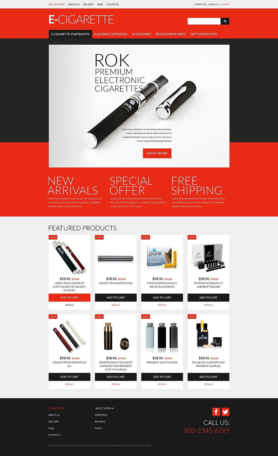eCigs Vaping Supplies VirtueMart Template TMT
