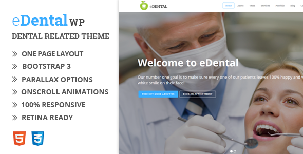 eDental - Parallax Responsive WordPress Theme
 TFx