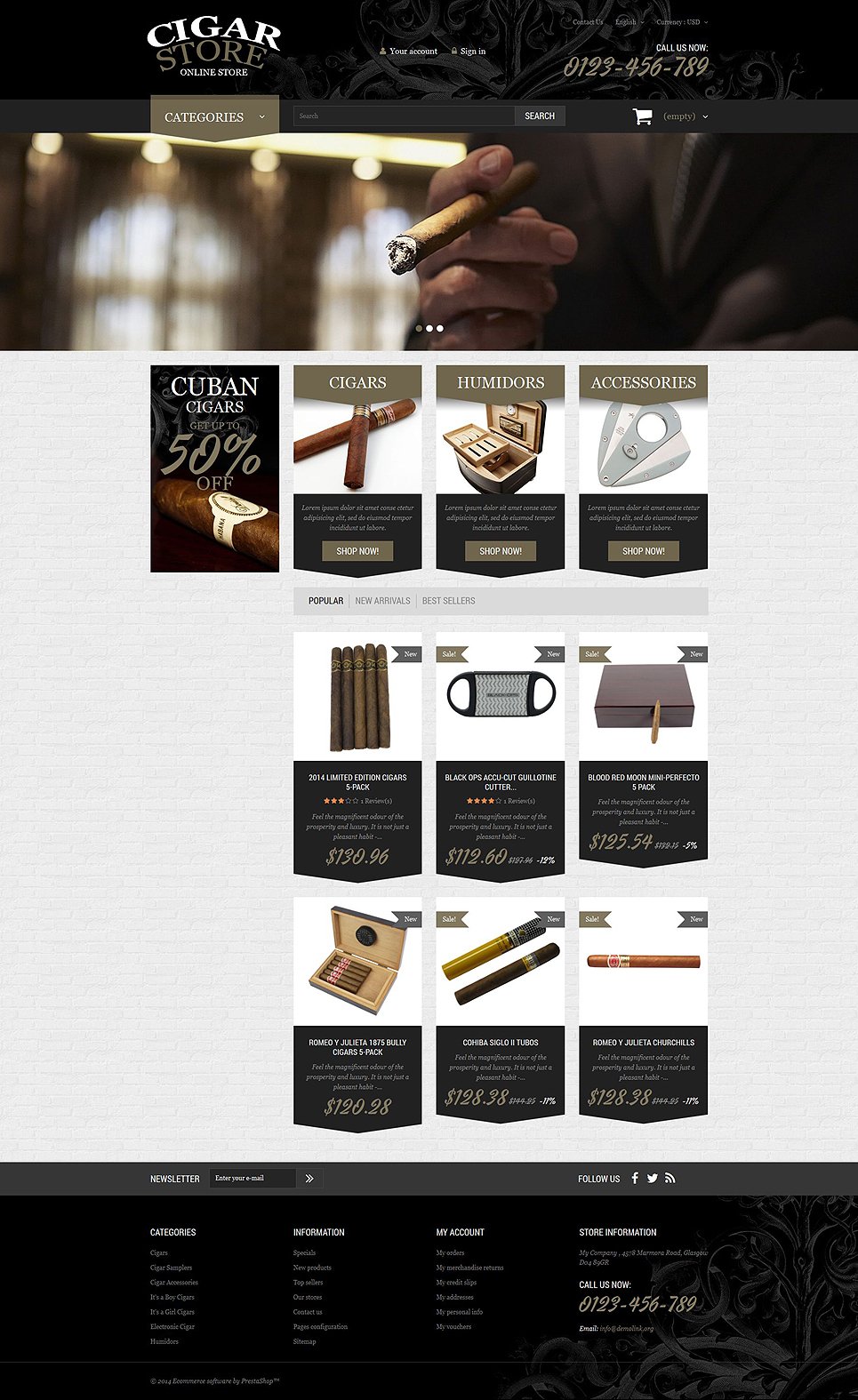 Cigar Smoking Diversion PrestaShop Theme TMT