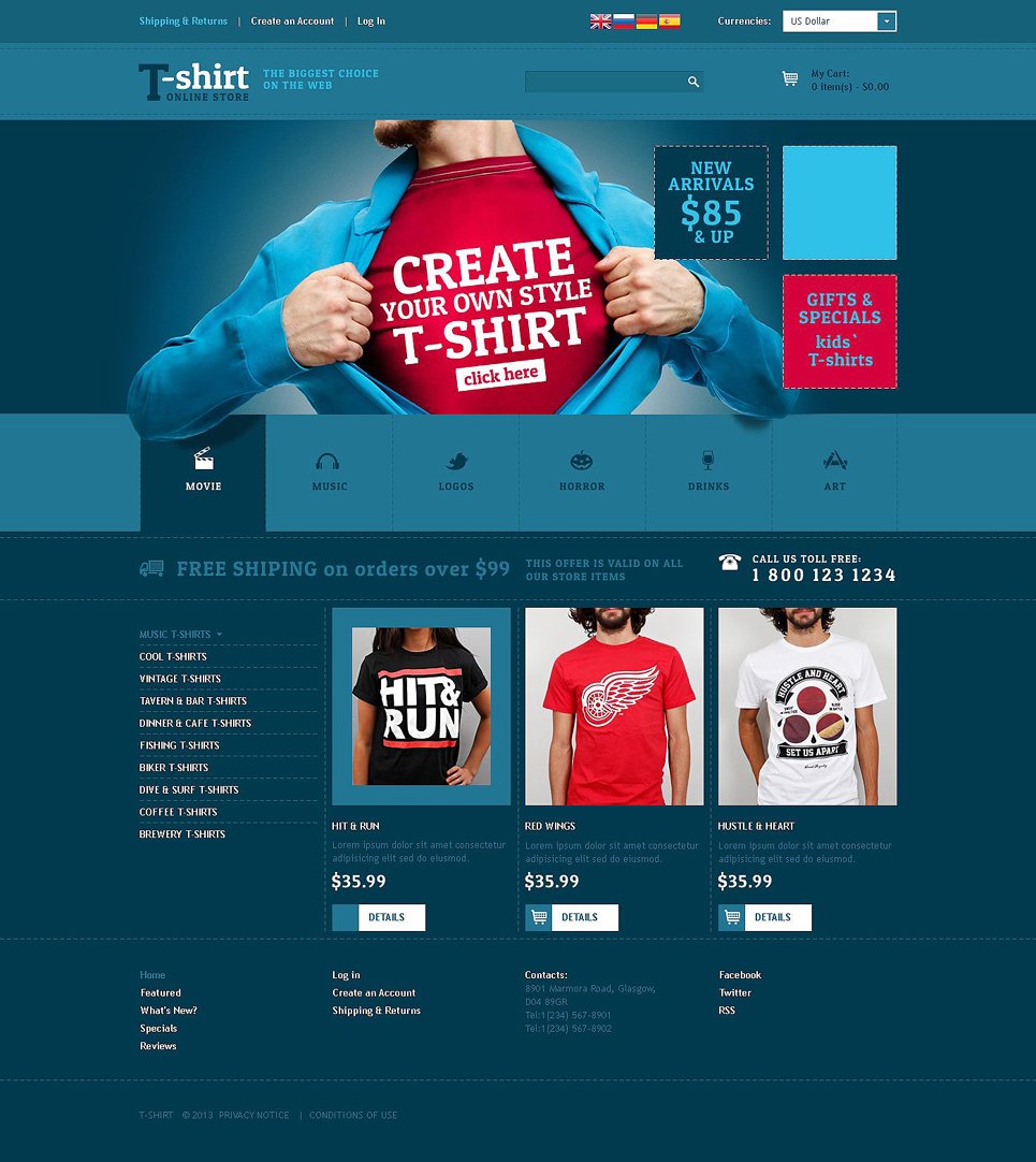 Creative TShirt Designs OsCommerce Template TMT