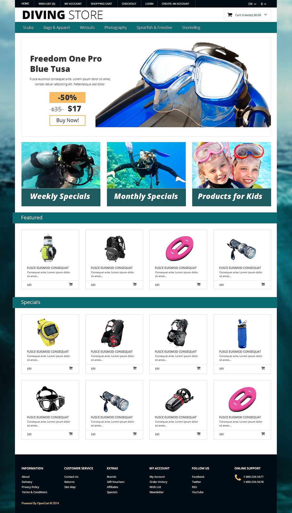 Diving Responsive OpenCart Template TMT