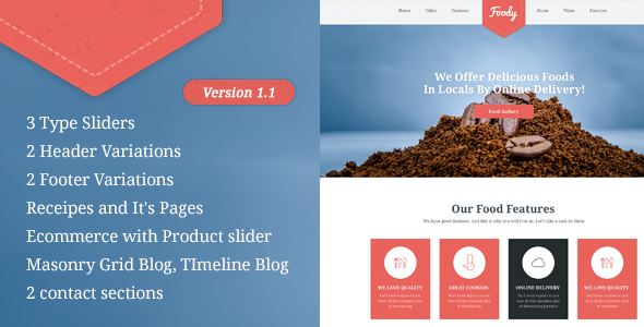 Foody - One Page / Multi Page Restaurant Template
 TFx