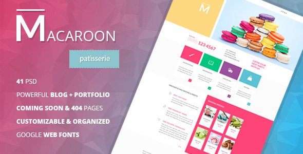 Macaroon - Creative Patisserie PSD Template
 TFx