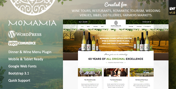 Momamia - Restaurant & Winery WooCommerce WP Theme
 TFx