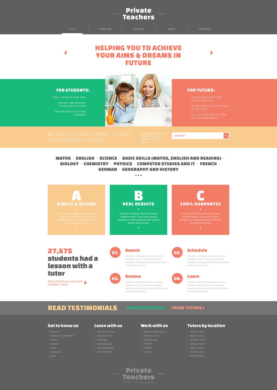 Private Teachers' Assistance Joomla Template TMT