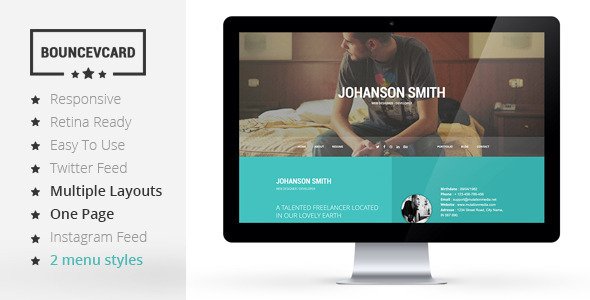 BOUNCE - Responsive One Page Vcard Template
 TFx