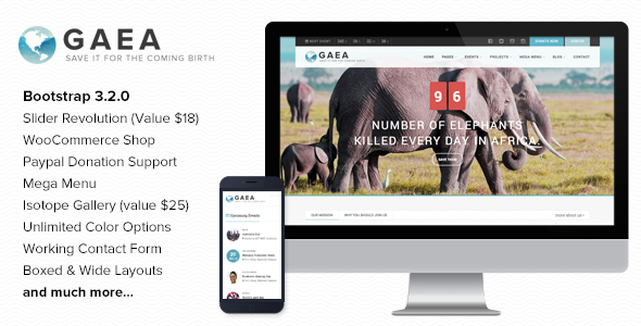 Gaea - Environmental Wordpress Theme
 TFx