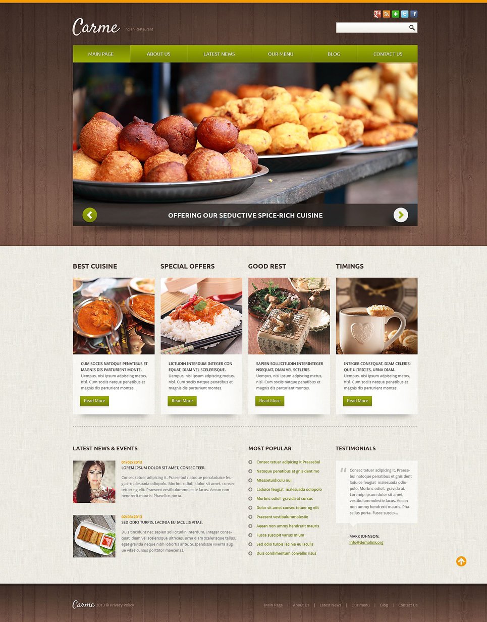Indian Restaurant Responsive Joomla Template TMT