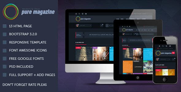 Pure Magazine: Responsive HTML Magazine Template
 TFx