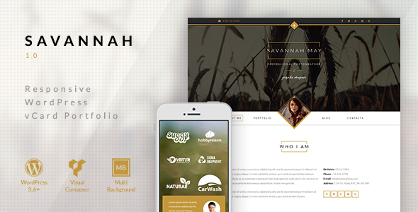 Savannah - Responsive WordPress vCard Portfolio
 TFx