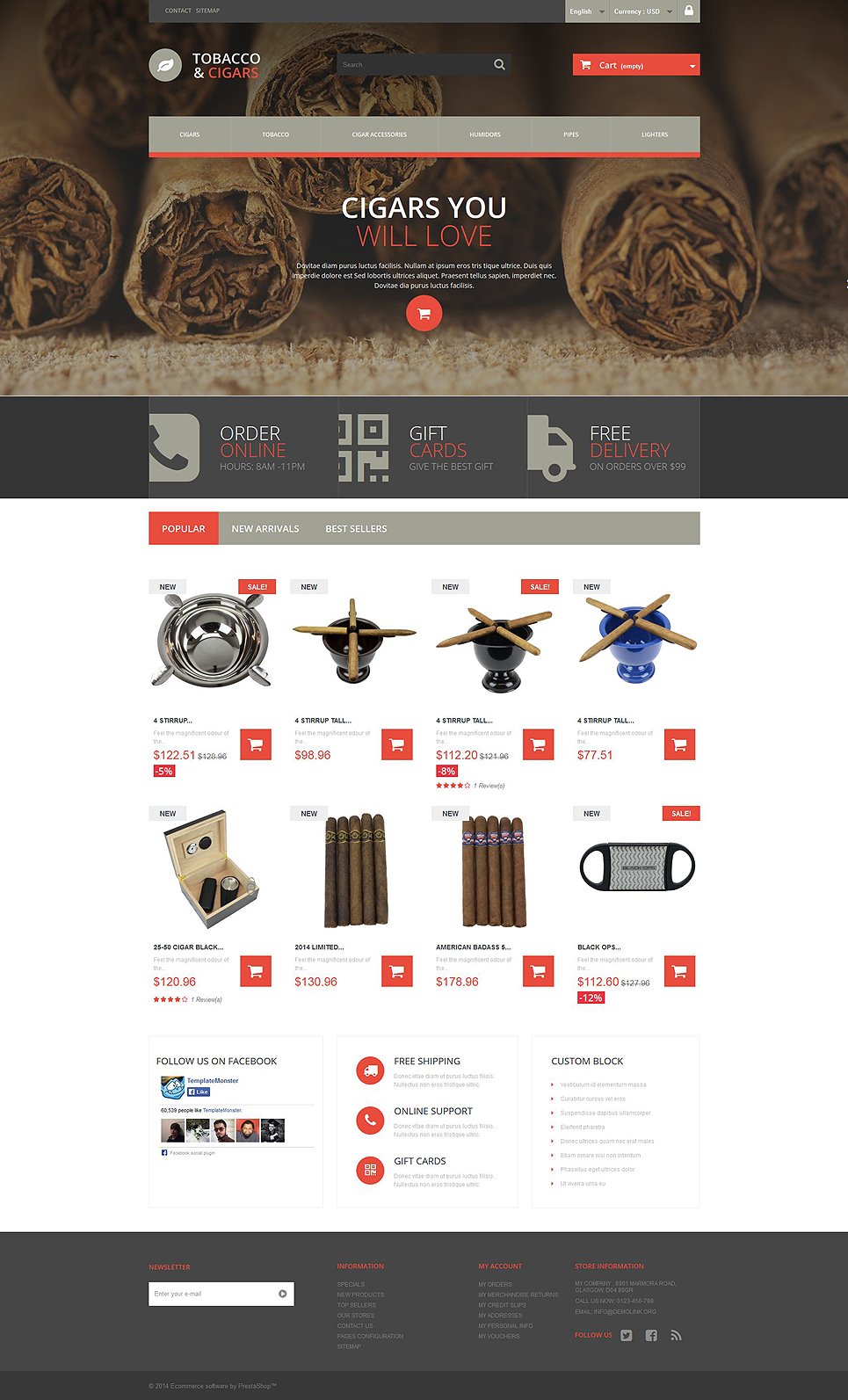Tobacco and Cigars PrestaShop Theme TMT