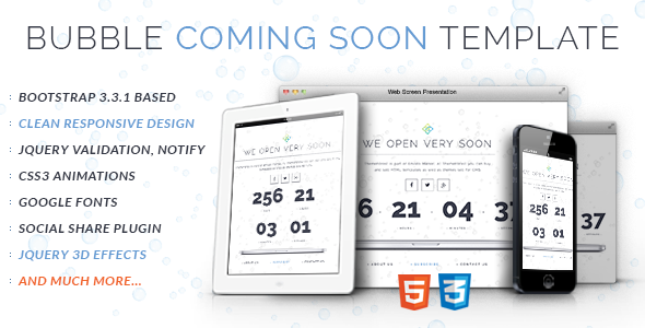 Bubble Clean Responsive Coming Soon Template
 TFx