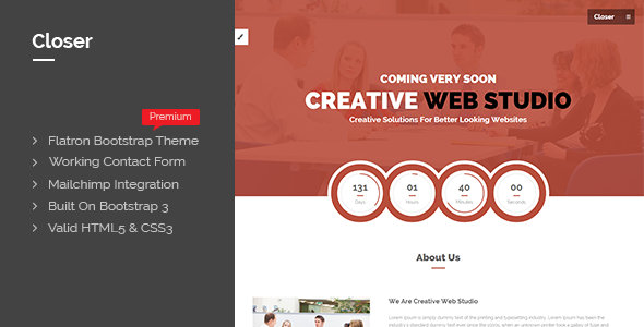 Closer - Bootstrap 3 Coming Soon Page
 TFx