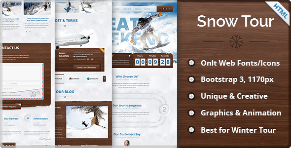 Snow Tour - Responsive Winter Travel HTML Template
 TFx
