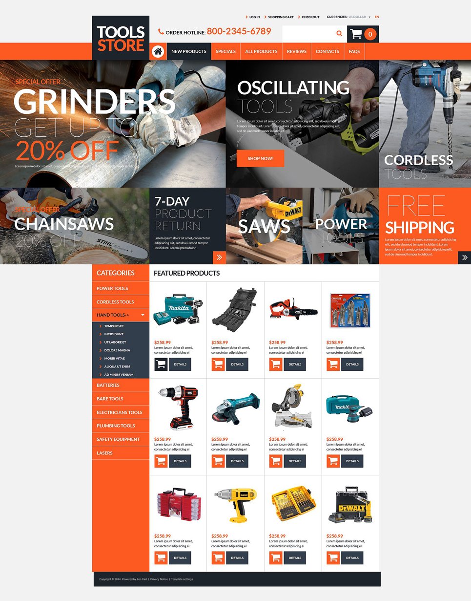Tools Store ZenCart Template TMT