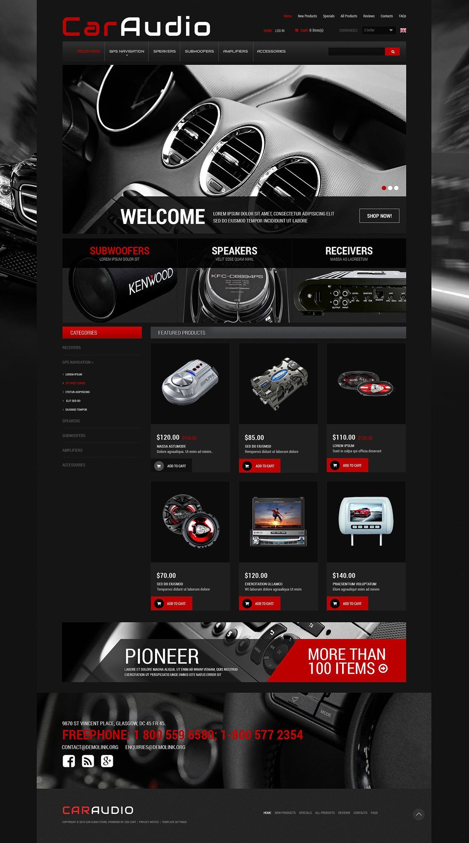Car Electronics ZenCart Template TMT