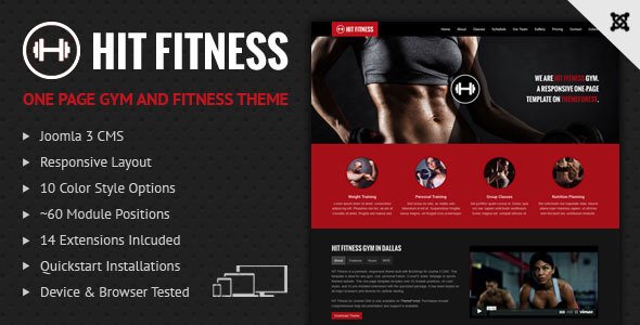 Hit Fitness & Gym One Page Joomla Theme
 TFx