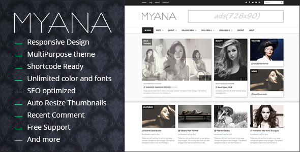 Myana - Responsive Blogger Templates
 TFx
