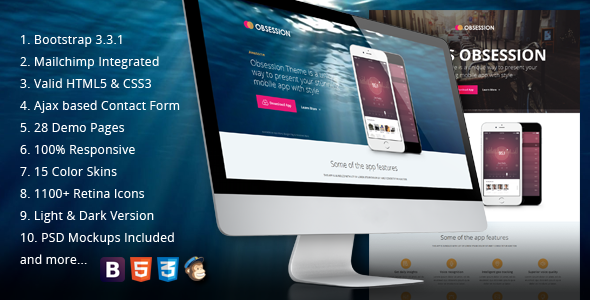Obsession - HTML5 Bootstrap App Landing Page
 TFx