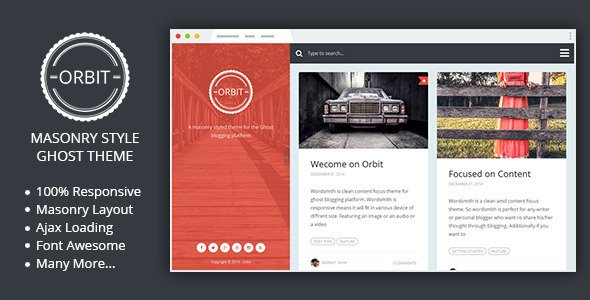 Orbit - Masonry Style Responsive Ghost Theme
 TFx