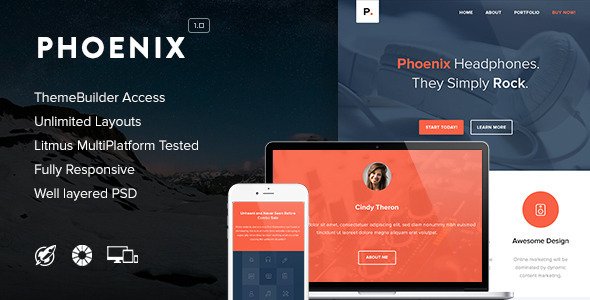 Phoenix - Responsive Email + Themebuilder Access
 TFx