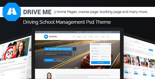 Drive Me - Driving School Management PSD Theme
 TFx
