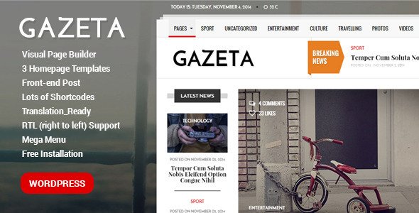 Gazeta - Powerful WordPress Magazine Theme
 TFx