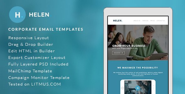 Helen - Corporate Email Templates + Builder Access
 TFx