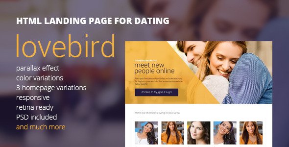 Lovebird - HTML5 Landing Page for Dating
 TFx