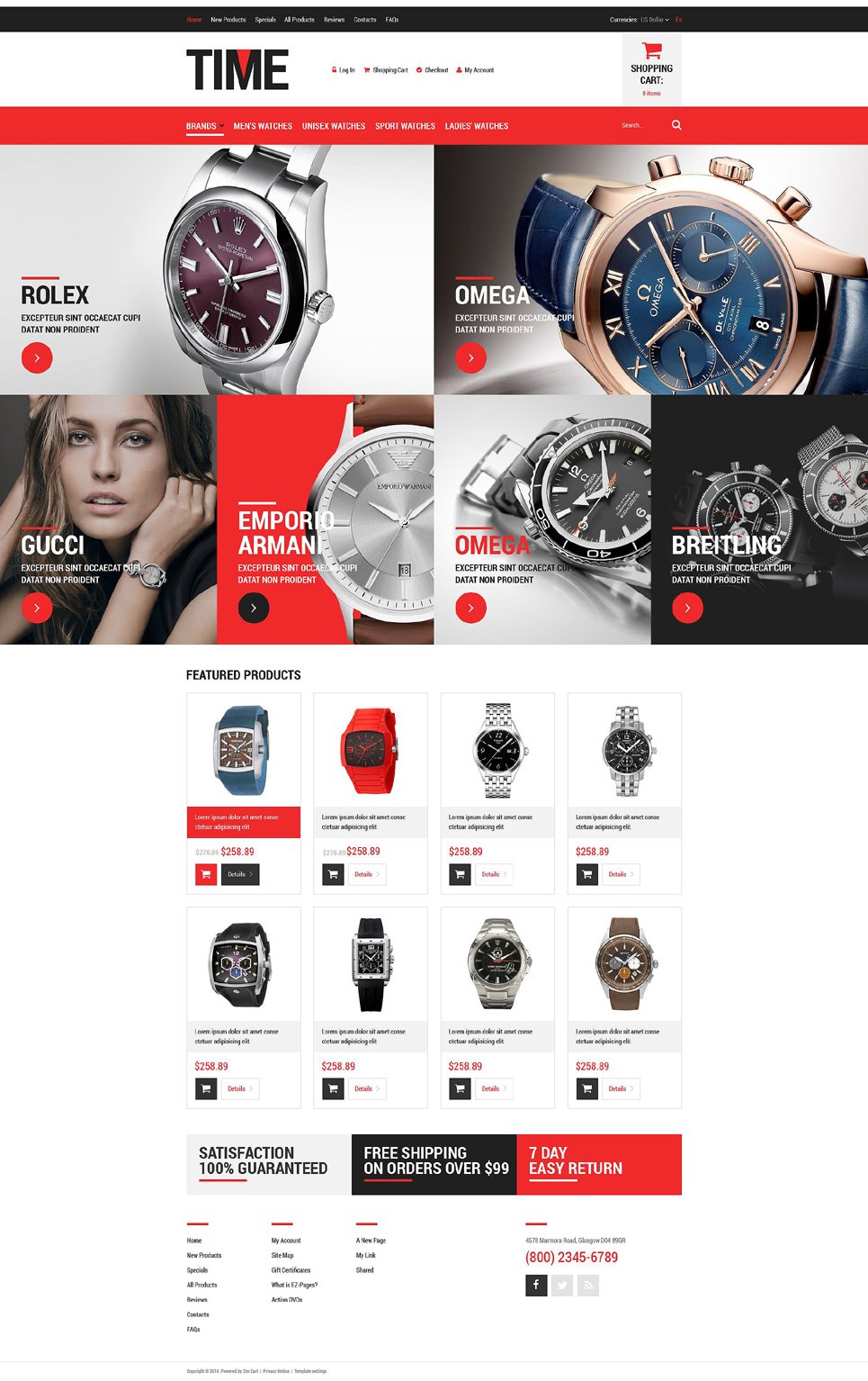 Luxury Watches ZenCart Template TMT