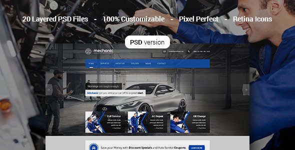 Mechanic - Auto Service & Repair PSD Template
 TFx
