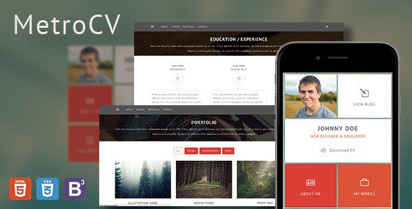MetroCV - OnePage Resume Portfolio WordPress Theme
 TFx
