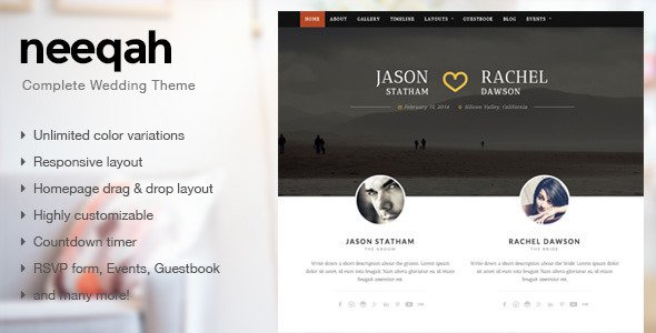 Neeqah - Responsive Wedding WordPress Theme
 TFx