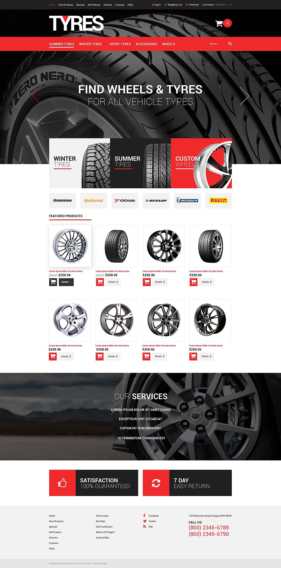 Online Tires Sales ZenCart Template TMT