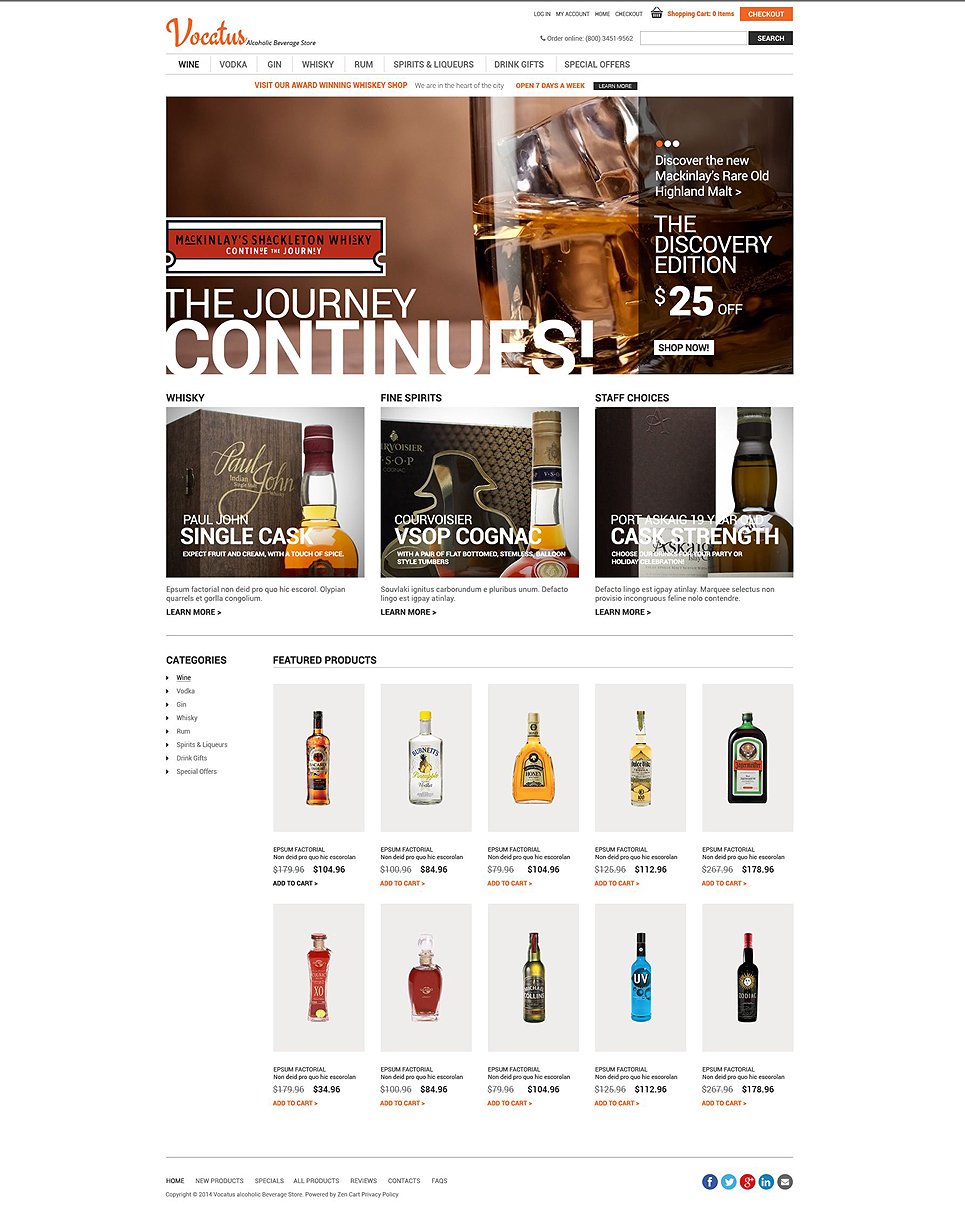 Quality Alcohol ZenCart Template TMT