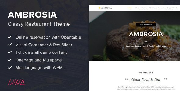 Ambrosia - Classy Restaurant Wordpress Theme
 TFx