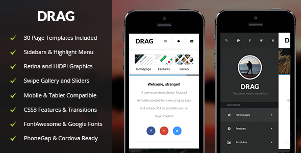 Drag | Mobile & Tablet Responsive Template
 TFx