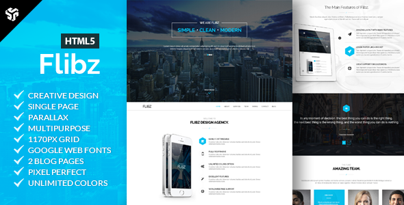 Flibz - One Page Parallax HTML5 Template
 TFx