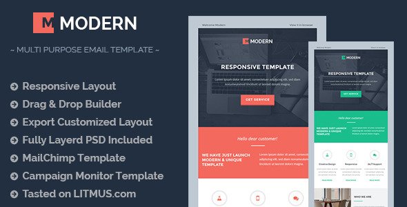 MODERN Responsive Email Template + Builder Access
 TFx