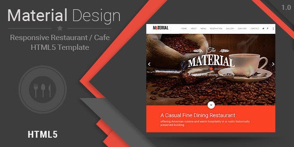 Material-Responsive Restaurant/Cafe HTML Template
 TFx