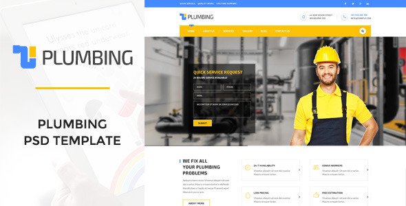 Plumbing - Handy Man, Plumber PSD Template
 TFx