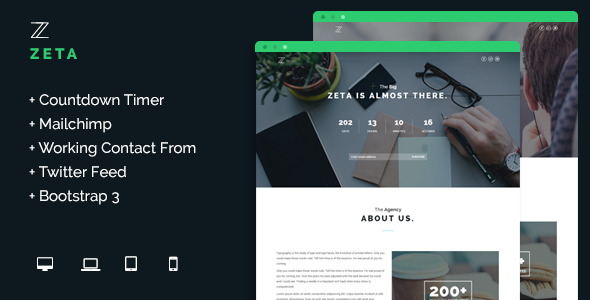 Zeta - One Page Coming Soon Responsive Template
 TFx
