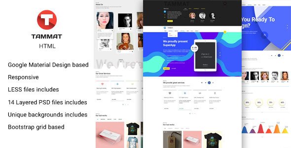 Tammat - Responsive Material Design HTML Template
 TFx
